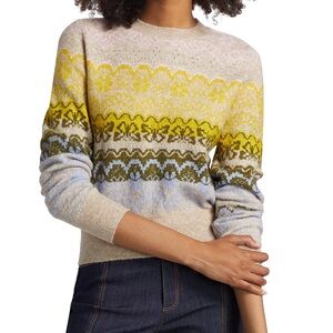 CINQ À SEPT Lace Fair Isle Sweater